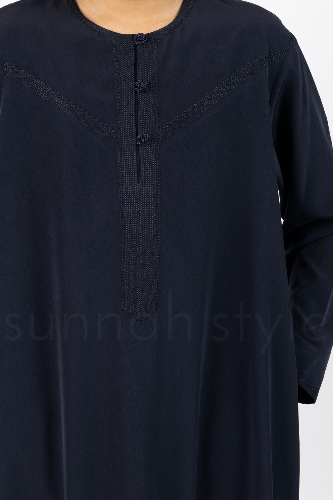 Sunnah Style Boys Omani Embroidered Kids Thobe Navy Blue Teen